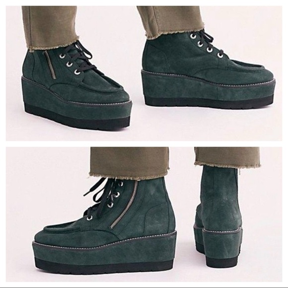 Free People Shoes - NWB FREE PEOPLE Green Suede Maverick Wedge Boot